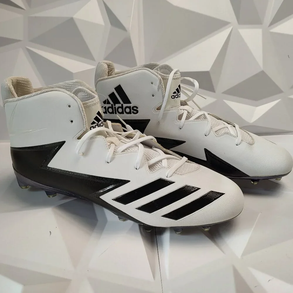 Adidas Mens Football Cleats 17 White Black Shoe Lacrosse High Molded Athletic - Picture 8 of 12